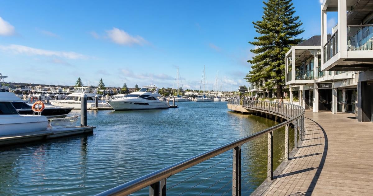 The boardwalk and marina in Mandurah
